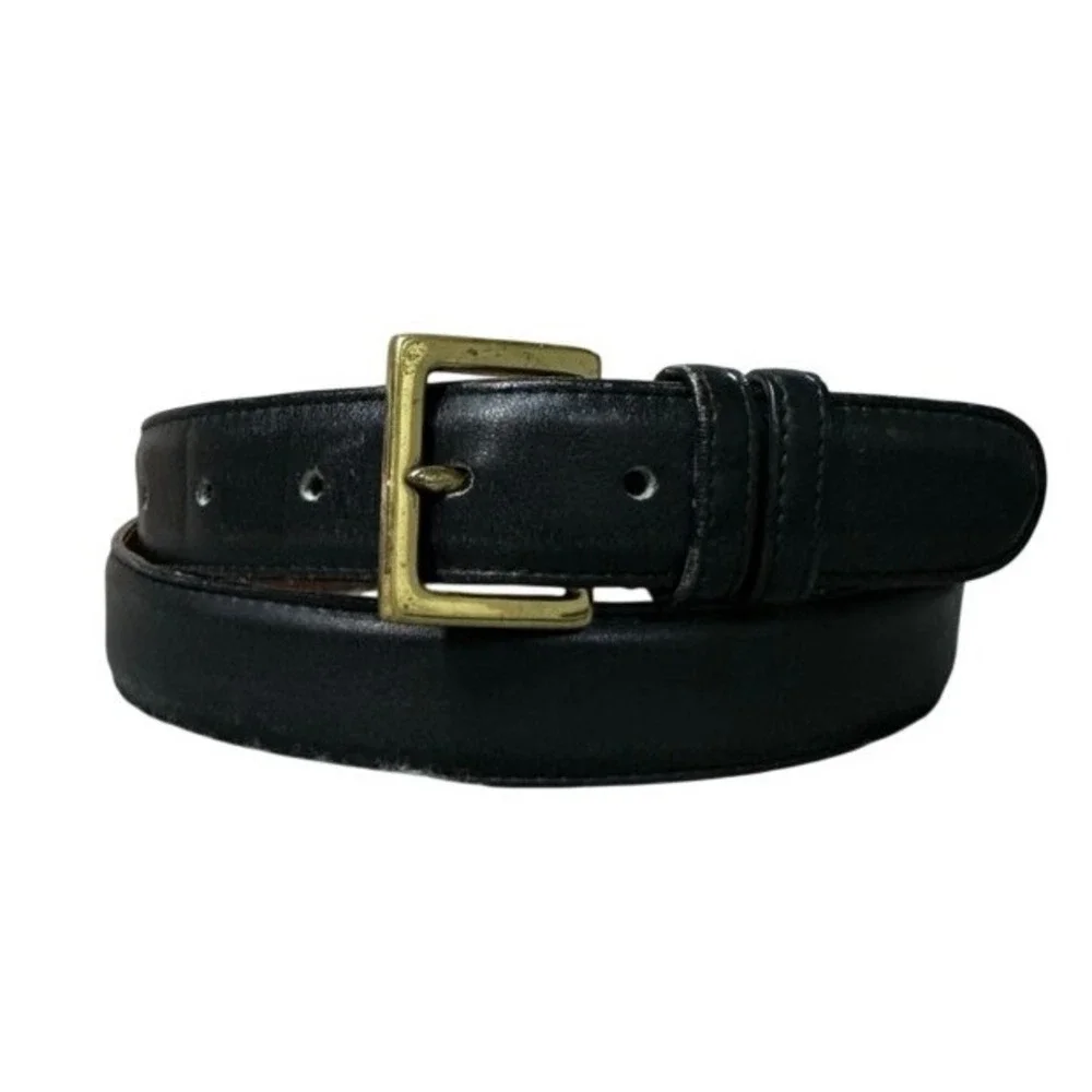 Vintage Coach Black Glove Tanned Leather Belt Solid Brass Buckle 7601 40 Mens